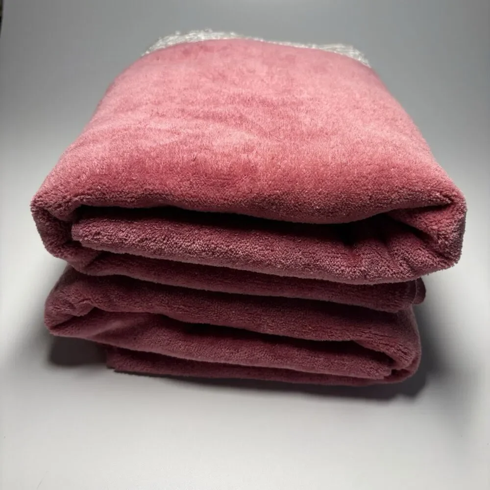 VTG MARTEX Invitation Luxor 100% Cotton Bath Towel USA Dark Pink With Lace Trim
